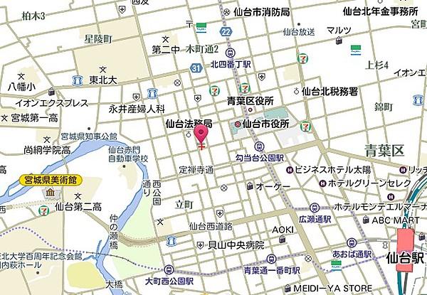 【地図】広域地図　官公庁や中心商店街に近く、生活しやすい立地です