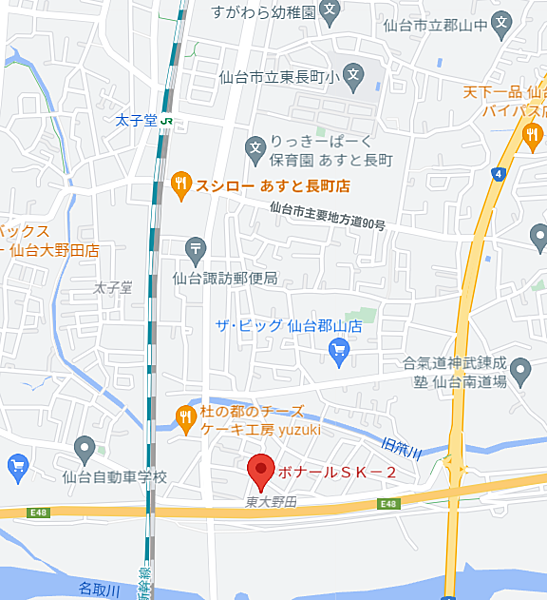 【地図】JR「太子堂駅」徒歩13分です。近隣にスーパーがあり、生活に便利な立地です。