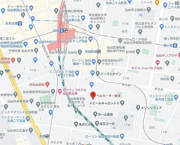 【地図】仙台駅まで徒歩圏内です。