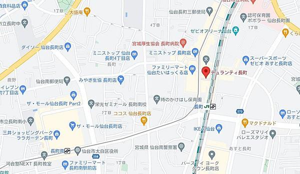 【地図】長町駅まで徒歩1分。周辺施設も充実しています。