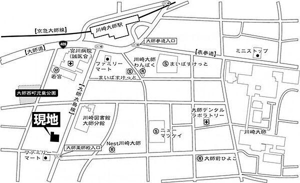【地図】京急大師線『川崎大師』駅徒歩3分。京急大師線『鈴木町』駅徒歩9分。