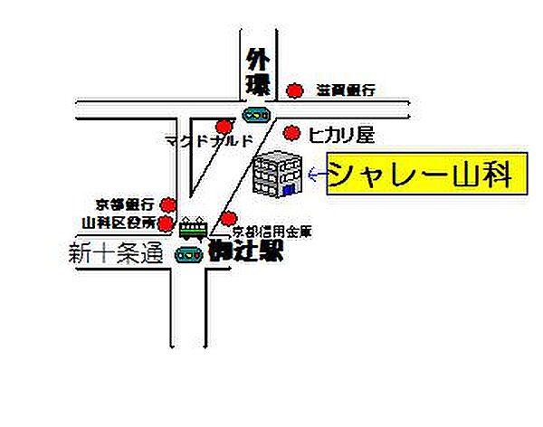 【地図】椥辻駅歩１分　交通買物便利