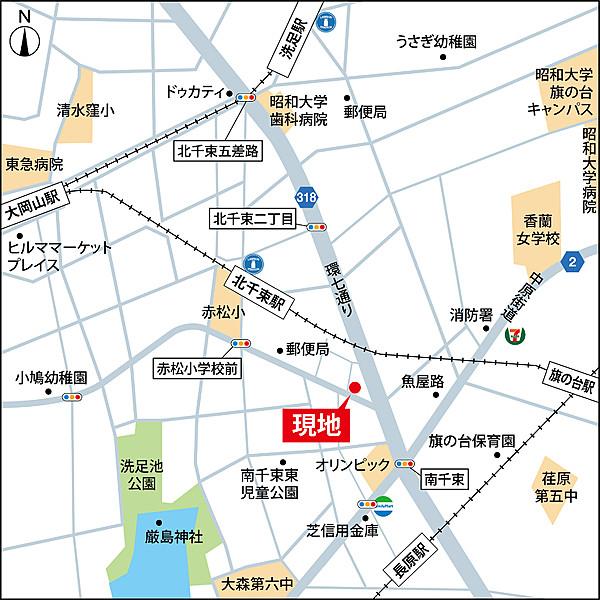 【地図】昭和大学病院まで徒歩14分