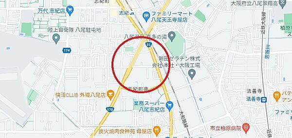 【地図】ＪＲ関西本線志紀駅まで徒歩約７分。お買い物にも便利な周辺環境です。