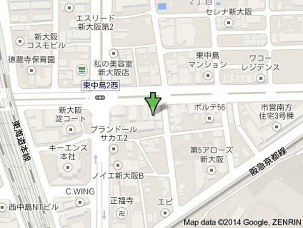 【地図】西中島南方駅まで西行直進で行けちゃいます。