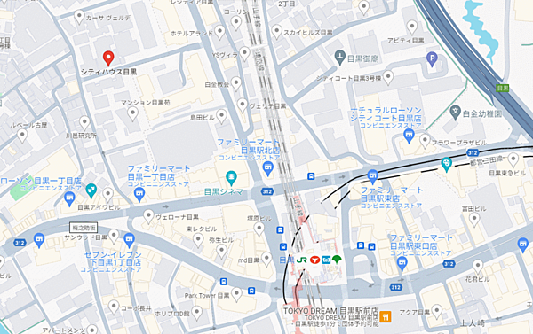 【地図】目黒駅から徒歩5分♪