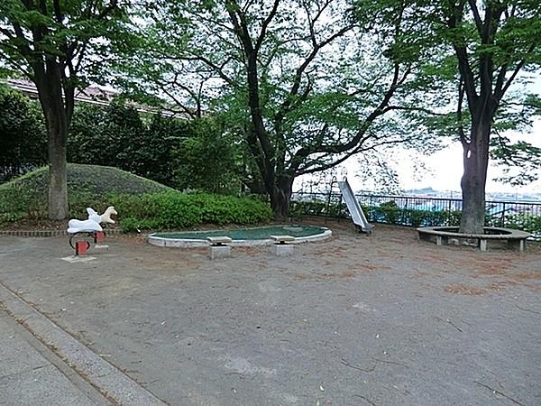 【周辺】荏田第三公園まで602m、愛和幼稚園の西の丘陵地にある緑豊かな公園です。樹木林の間に階段や坂の遊歩道が整備され、自然を楽しめるつくりになっています